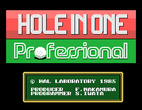 Hole in One Professional Title Screen
